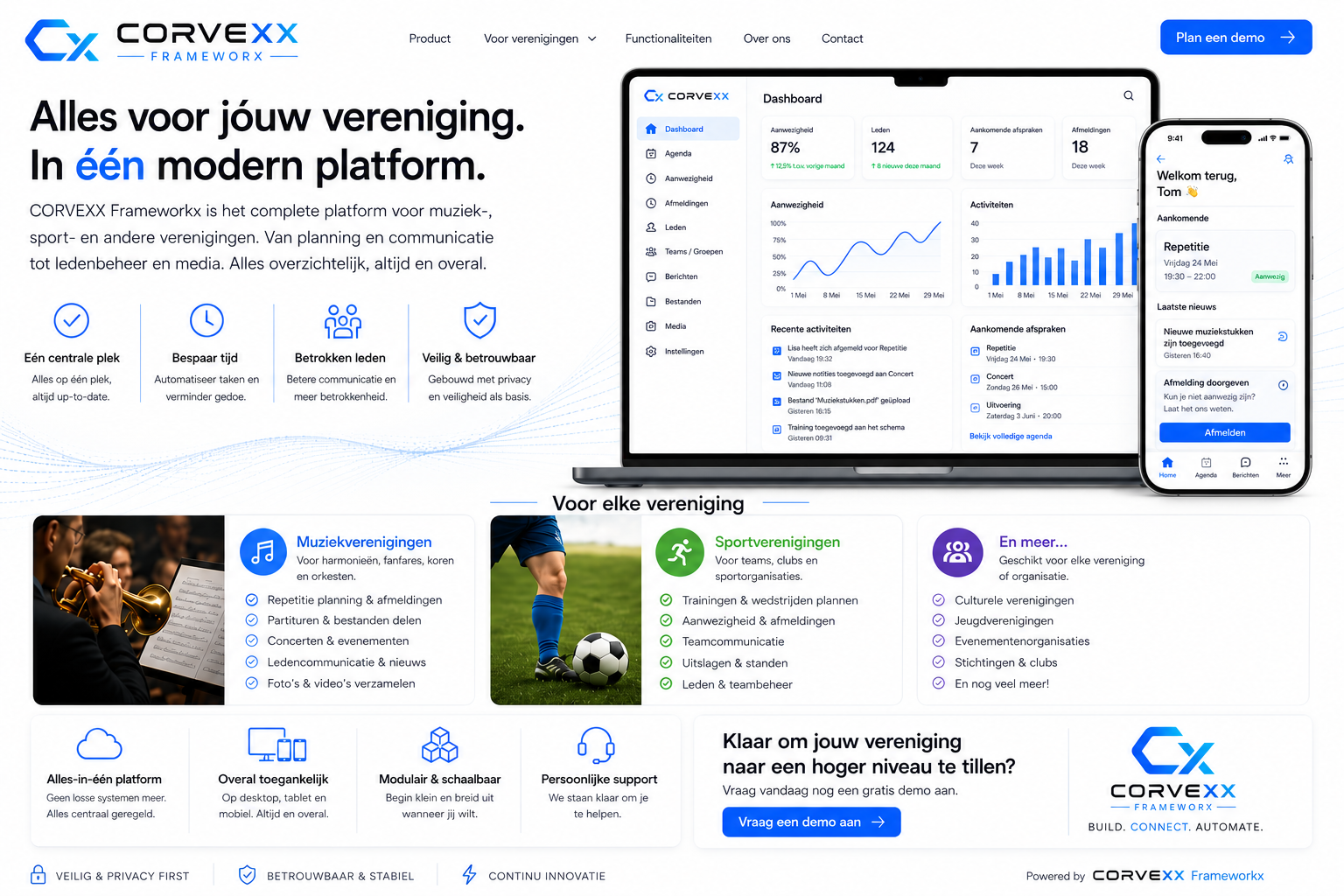 CORVEXX Framework platform voorbeeld